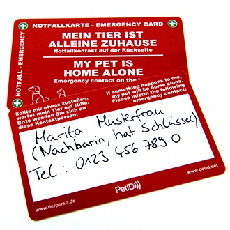 Notfallkarte für Haustierbesitzer